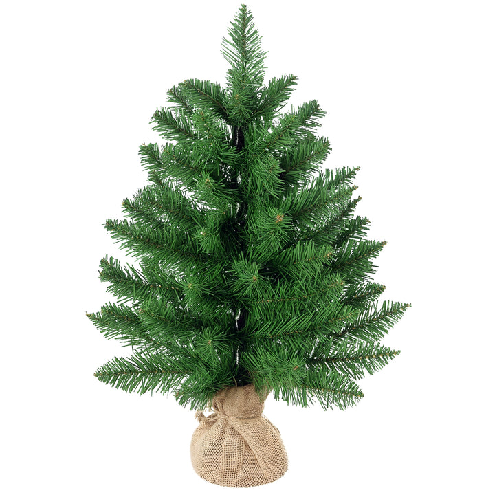 Árvore de Natal artificial pequena com 60 cm de altura com 70 filiais Base de tecido Mini árvore de Natal realista para interiores Verde