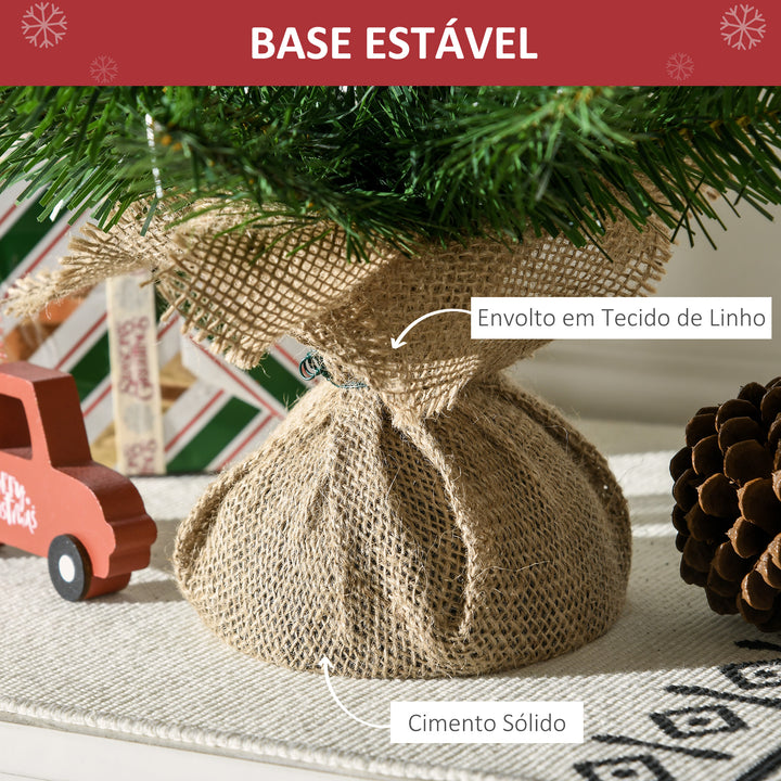 Árvore de Natal artificial pequena com 60 cm de altura com 70 filiais Base de tecido Mini árvore de Natal realista para interiores Verde