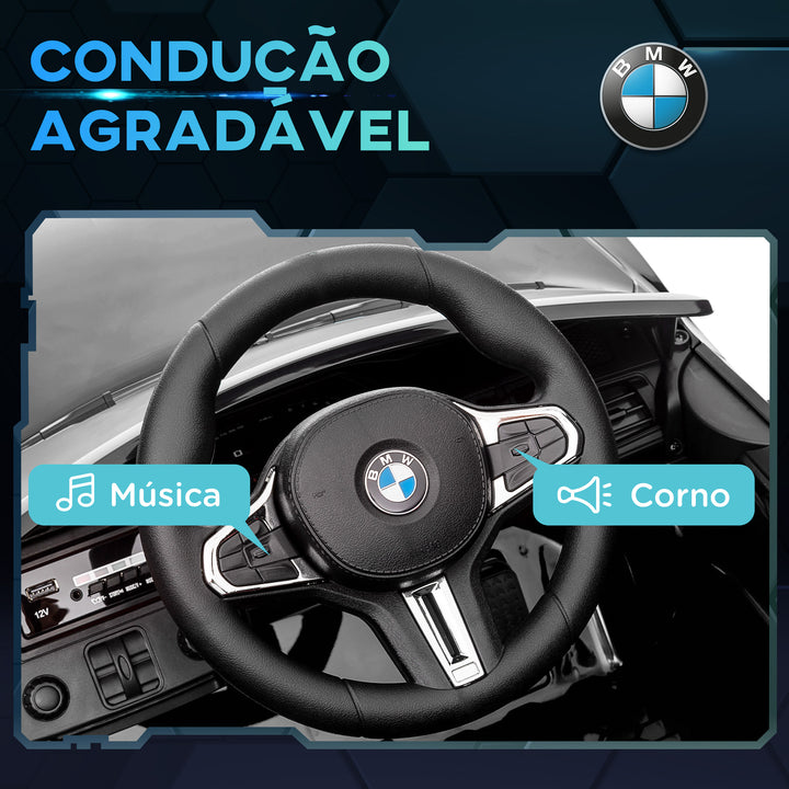 Carro Elétrico para Crianças BMW M4 Veículo Elétrico para Crianças 12V com Controlo Remoto Faróis Buzina Música Velocidade 3-5 km/h Cinto de Segurança Preto