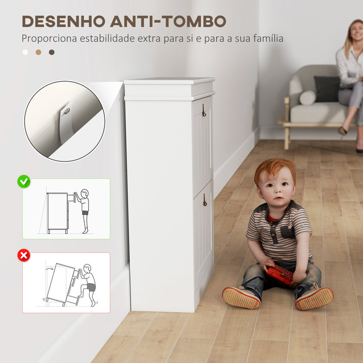 Móvel Sapateira Branco Sapateira Estreita com 2 Portas e Prateleira Ajustável para 10 Pares de Sapatos para Entrada Corredor 54x24x82,5 cm Branco