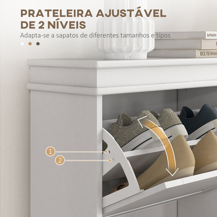 Móvel Sapateira Branco Sapateira Estreita com 2 Portas e Prateleira Ajustável para 10 Pares de Sapatos para Entrada Corredor 54x24x82,5 cm Branco