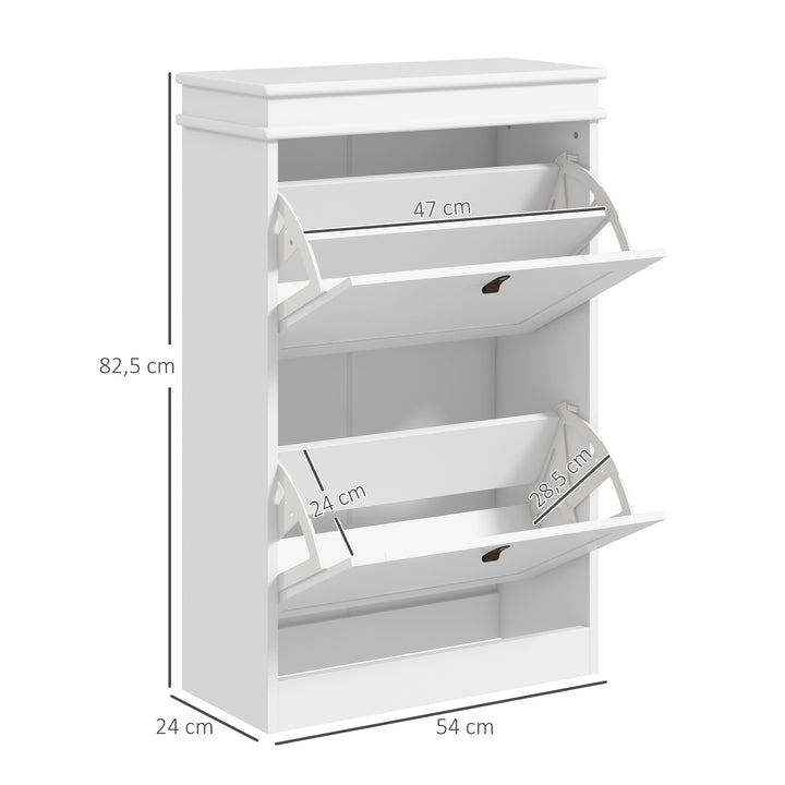 Móvel Sapateira Branco Sapateira Estreita com 2 Portas e Prateleira Ajustável para 10 Pares de Sapatos para Entrada Corredor 54x24x82,5 cm Branco