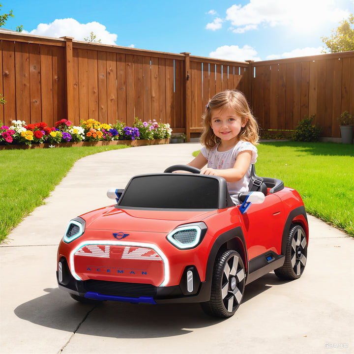 Carro Elétrico para Crianças acima de 3 Anos MINI Concept Aceman Carro a Bateria 12V com Bluetooth Controlo Remoto 2,4G Motor Duplo Suspensão Traseira Faróis Música USB 109x63x46 cm Vermelho