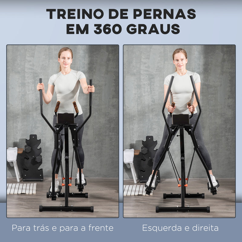 Bicicleta Elíptica Máquina de Step com Ecrã LCD Resistência Ajustável Sensor de Frequência Cardiaca e Rodas para Treino em Casa Giásio 90x62x150 cm Preto