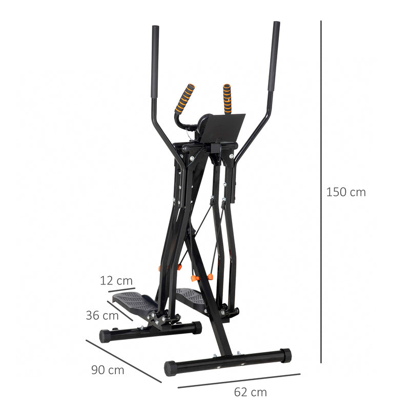 Bicicleta Elíptica Máquina de Step com Ecrã LCD Resistência Ajustável Sensor de Frequência Cardiaca e Rodas para Treino em Casa Giásio 90x62x150 cm Preto