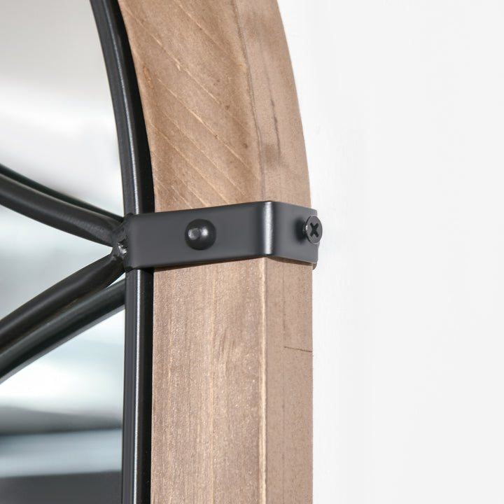 Espelho de Parede de Madeira 93x60cm Espelho Decorativo com 2 Ganchos Estilo Vintage para Sala de Estar Dormitório Entrada Marrom