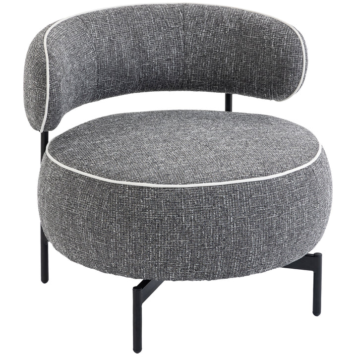 Poltrona de Sala com Assento Rotativo Poltrona de Sala Revestida em Tecido Linho com Assento Amplo Acolchoado Espesso Pés de Metal para Quarto Leitura Cinzento Escuro