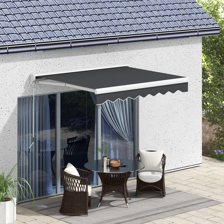 Toldo Retrátil Elétrico ou Manual 250x200 cm Toldo Portátil para Varanda com Controlo Remoto Manivela Manual e Estrutura de Alumínio para Janela Porta Terraço Pátio Cinzento Escuro