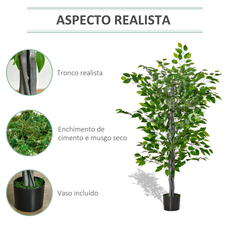 Planta Artificial Ficus 135 cm com Vaso 756 Folhas Planta Artificial Realista para Interior e Exterior Planta Artificial Decorativa Verde