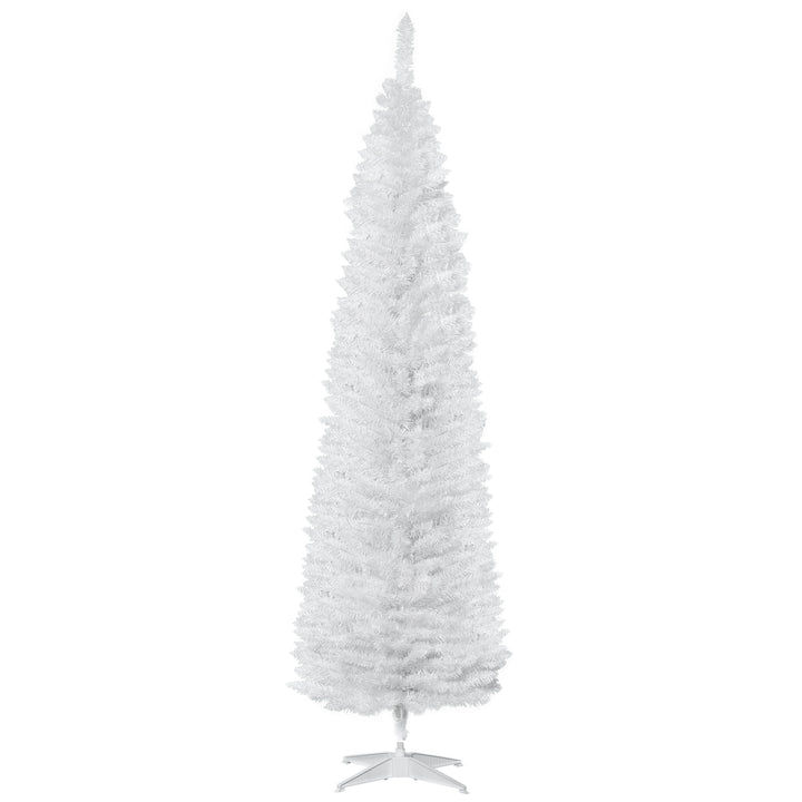 Árvore de Natal Artificial 210 cm Ignífugo com 499 Ramos de PVC Decoração de Natal para Interiores Fácil de Montar Branco