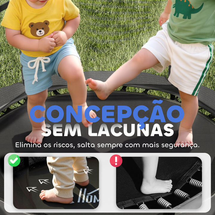 Trampolim para Crianças acima de 3 Anos Cama Elástica Infantil com Rede de Segurança e Estrutura de Aço para Interiores e Exteriores Carga 50kg Ø140x190 cm Preto