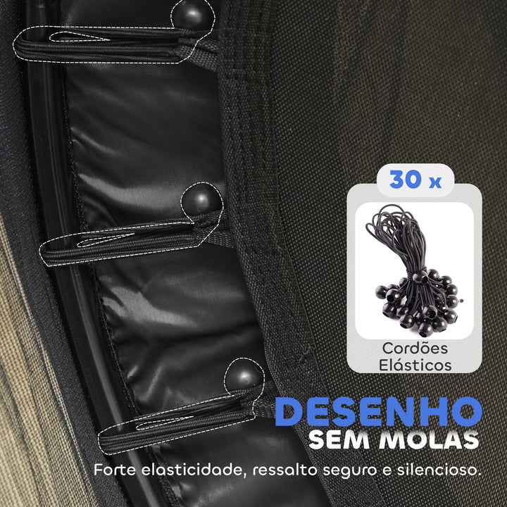 Trampolim para Crianças acima de 3 Anos Cama Elástica Infantil com Rede de Segurança e Estrutura de Aço para Interiores e Exteriores Carga 50kg Ø140x190 cm Preto