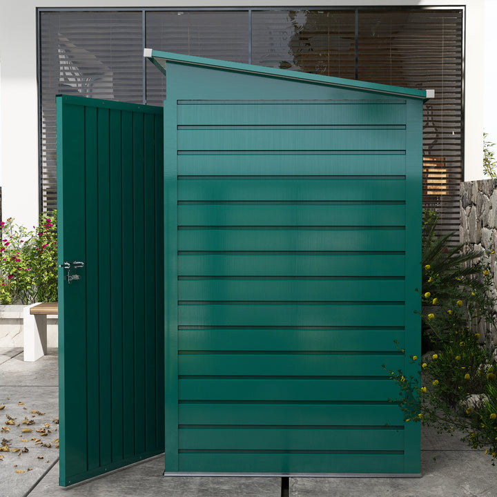 Abrigo de Jardim 2,7m² 249x121x183 cm Abrigo de Exterior com Porta Dupla 2 Ventilaç4oes e Trava Abrigo para Pátio Verde