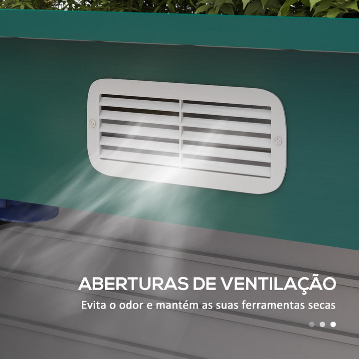 Abrigo de Jardim 2,7m² 249x121x183 cm Abrigo de Exterior com Porta Dupla 2 Ventilaç4oes e Trava Abrigo para Pátio Verde