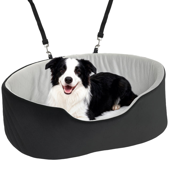 Assento de Carro para Cães Pequenos e Médios Assento para Animais de Estimação de até 15 kg com Capa Removível e Lavável Cama de Viagem com Cinto de Segurança e Base Antiderrapante 77x43x28 cm Preto