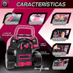 Motor de Caminhão para Crianças acima de 3 Anos Conjunto de Motor de Brinquedo com 61 Peças Volante Buzina Faróis Caixa de Armazenamento e Rodas 40x39x47 cm Rosa