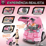 Motor de Caminhão para Crianças acima de 3 Anos Conjunto de Motor de Brinquedo com 61 Peças Volante Buzina Faróis Caixa de Armazenamento e Rodas 40x39x47 cm Rosa