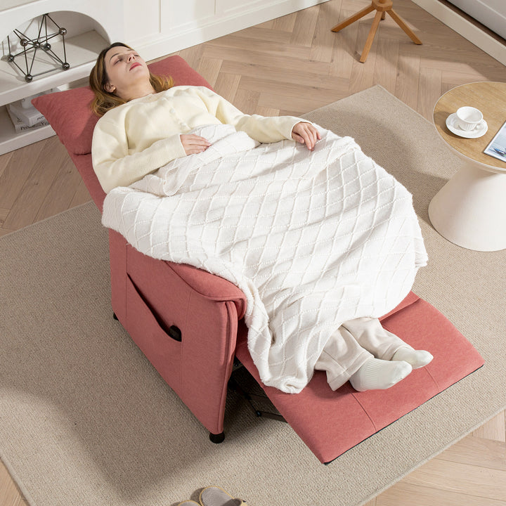 Poltrona Relax Reclinável Elétrica Poltrona Reclinável Silenciosa com Função Memória Apoio para Pés Controlo Remoto e Bolsos Laterais para Dormitório Sala de Estar 80x83x104 cm Laranja