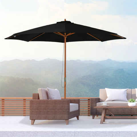 Guarda-sol para cafeteria e jardim ajustáveis e fáceis de transportar F300x250 cm Preto