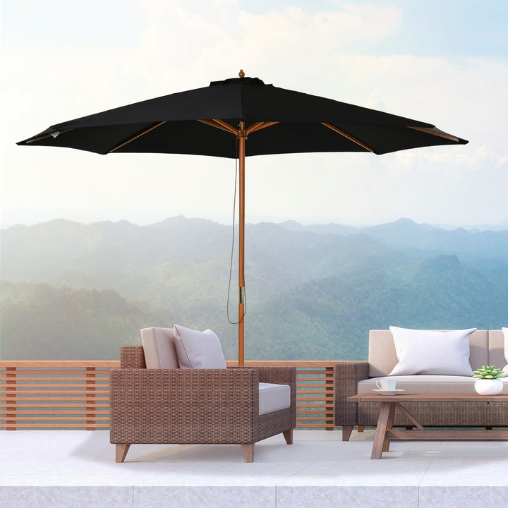 Guarda-sol para cafeteria e jardim ajustáveis e fáceis de transportar F300x250 cm Preto