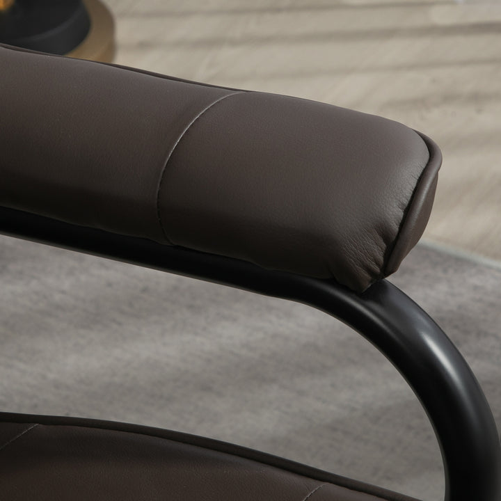 Poltrona de Massagem Elétrica com Banco para Apoiar os Pés Poltrona Relax Giratório Reclinável em até 145° com Controle Remoto e 10 Zonas de Massagem Estofado em PU 77x84x95 cm Marrom Escuro