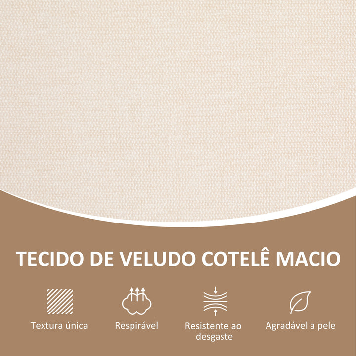 Sofá de 2 Lugares Estofado em Chenille Sofá Sala de Estar com 2 Almofadas Laváveis e Apoio para os Braços em Vime Sintético Sofá Pequeno Carga 240 kg 123x75x88 cm Bege