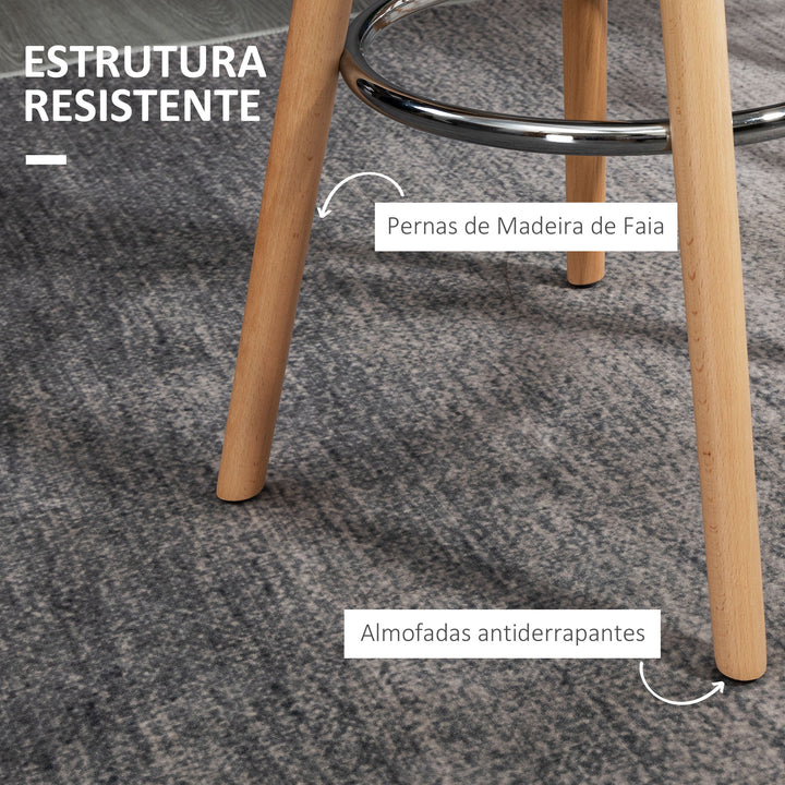 Conjunto de 2 Bancos de Bar Estofado em PU Bancos Altos de Cozinha com Assento de 70cm e Pés de Madeira para Cozinha Sala de Jantar 40x42x91cm Branco