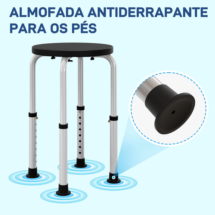 Banco de Duche, Cadeira de Duche Antiderrapante com Altura Ajustável Suporta 135 kg Banco de Banho para Idosos e Pessoas com Mobilidade Reduzida
