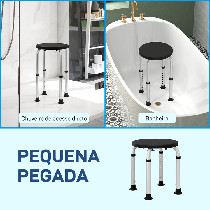Banco de Duche, Cadeira de Duche Antiderrapante com Altura Ajustável Suporta 135 kg Banco de Banho para Idosos e Pessoas com Mobilidade Reduzida
