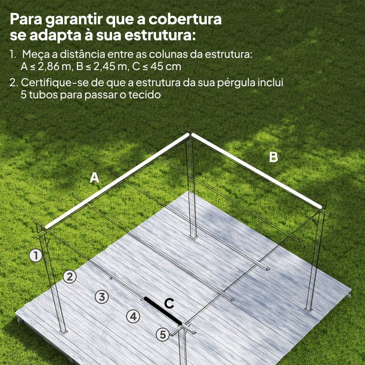Cobertura para Pérgola Retrátil 286x245 cm Teto de Substituição para Pérgola com Proteção UV30+ para Pérgola de 3x2,15 cm Creme