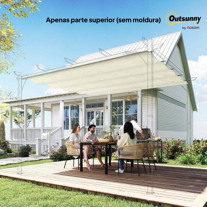 Cobertura para Pérgola Retrátil 286x245 cm Teto de Substituição para Pérgola com Proteção UV30+ para Pérgola de 3x2,15 cm Creme