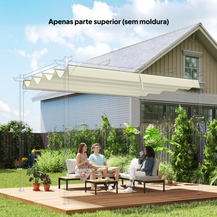 Cobertura para Pérgola Retrátil 286x245 cm Teto de Substituição para Pérgola com Proteção UV30+ para Pérgola de 3x2,15 cm Creme