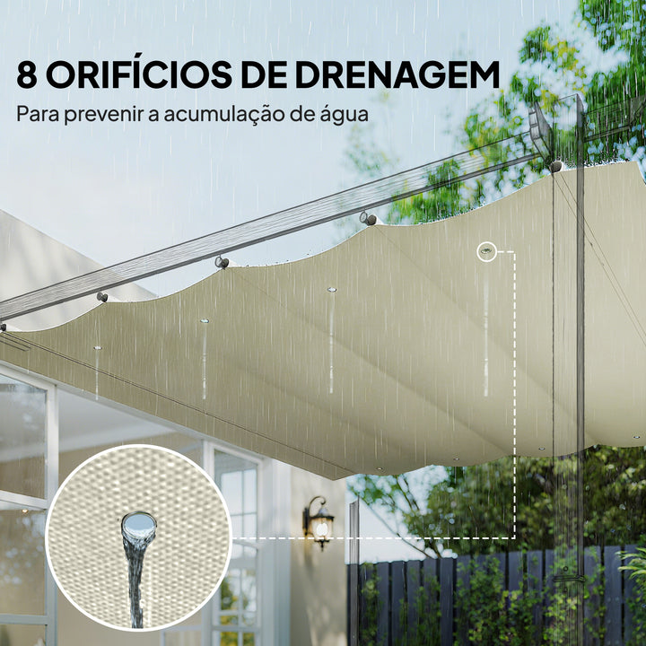 Cobertura para Pérgola Retrátil 286x245 cm Teto de Substituição para Pérgola com Proteção UV30+ para Pérgola de 3x2,15 cm Creme