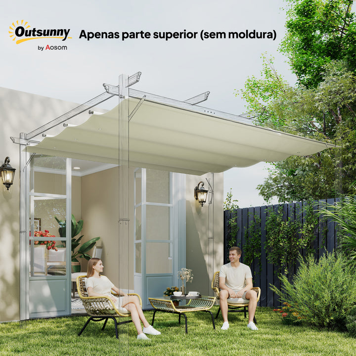 Cobertura para Pérgola Retrátil 286x245 cm Teto de Substituição para Pérgola com Proteção UV30+ para Pérgola de 3x2,15 cm Creme