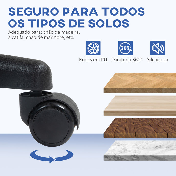 Cadeira de Escritório sem Apoio para os Braços Cadeira de Escritório Giratória com Encosto de Malha Respirável Altura Ajustável Carga 120 kg 43x48x78-88 cm Azul