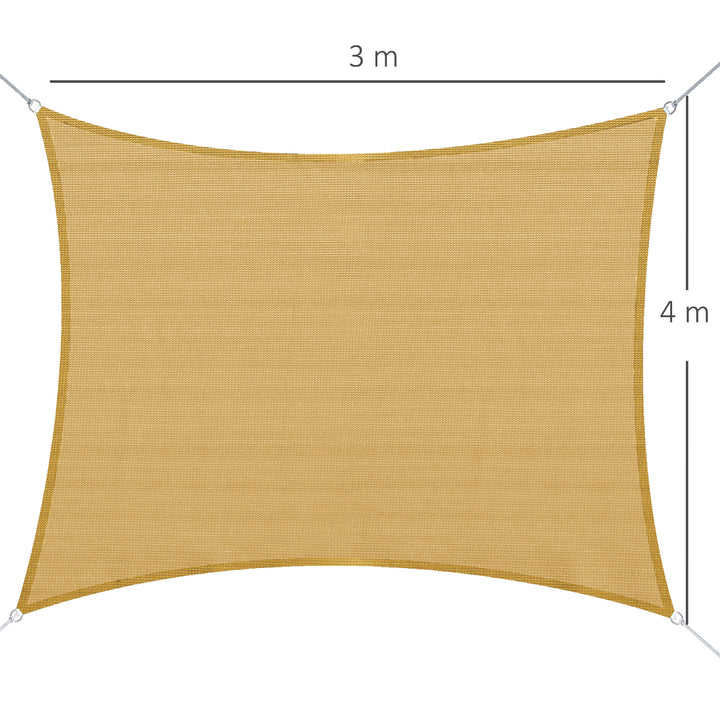 Toldo vela 3x4m retangular para Terraço jardim Camping cor areia