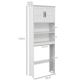 Móvel sobre Sanita Armário para Máquina de Lavar com 2 Portas Prateleiras Abertas e Prateleira Ajustável Móvel para Casa de Banho 66x23x178 cm Branco