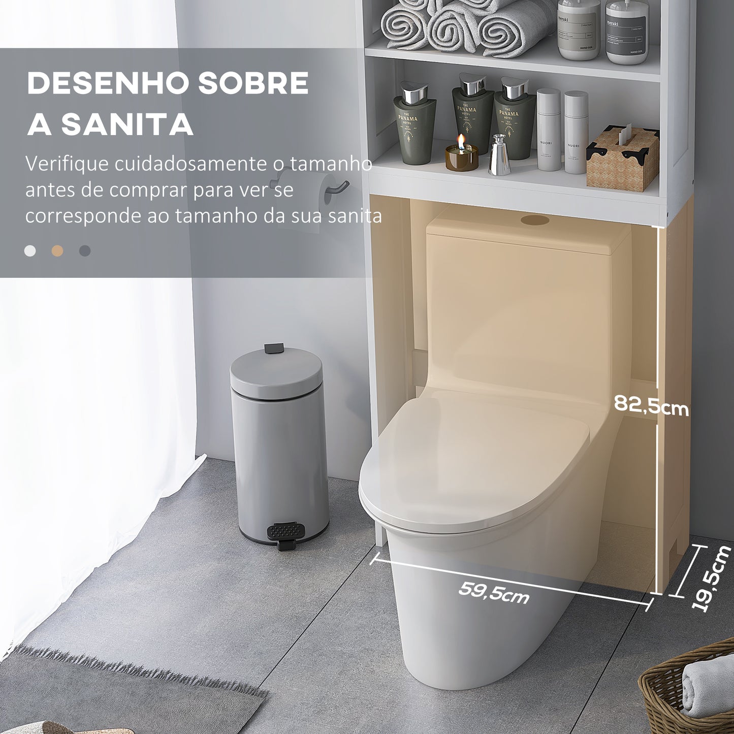 Móvel sobre Sanita Armário para Máquina de Lavar com 2 Portas Prateleiras Abertas e Prateleira Ajustável Móvel para Casa de Banho 66x23x178 cm Branco