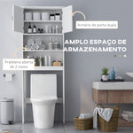 Móvel sobre Sanita Armário para Máquina de Lavar com 2 Portas Prateleiras Abertas e Prateleira Ajustável Móvel para Casa de Banho 66x23x178 cm Branco