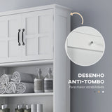 Móvel sobre Sanita Armário para Máquina de Lavar com 2 Portas Prateleiras Abertas e Prateleira Ajustável Móvel para Casa de Banho 66x23x178 cm Branco