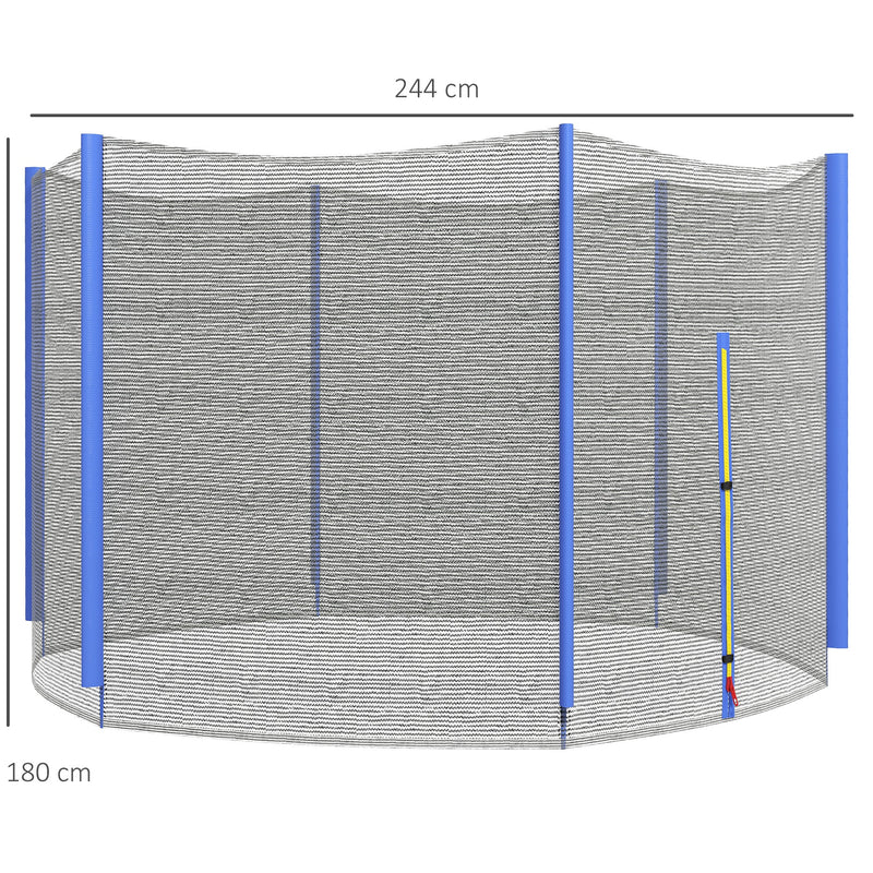 Rede de Segurança para Trampolim Ø244 cm Rede de Substituição de Trampolins para Exterior e Porta com Fecho de Correr para 6 Postes Azul