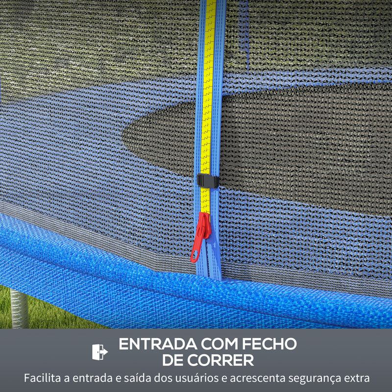 Rede de Segurança para Trampolim Ø244 cm Rede de Substituição de Trampolins para Exterior e Porta com Fecho de Correr para 6 Postes Azul