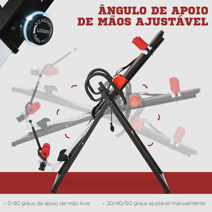 Mesa de Inversão Dobrável com Cintura Acolchoada e Cinto de Segurança Carga Máxima 150 kg