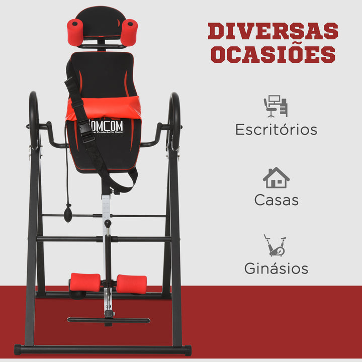 Mesa de Inversão Dobrável com Cintura Acolchoada e Cinto de Segurança Carga Máxima 150 kg