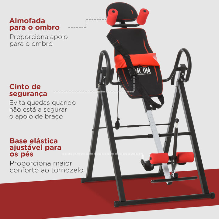 Mesa de Inversão Dobrável com Cintura Acolchoada e Cinto de Segurança Carga Máxima 150 kg