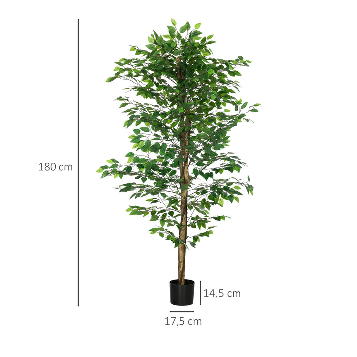Planta Figueira Artificial com Tronco Realista 180 cm Planta Artificial com Vaso e 1260 Folhas Decoração para Casa Sala de Estar Escritório Verde