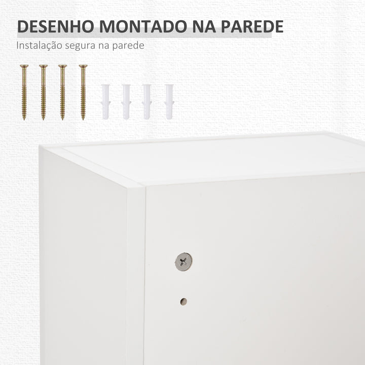 Armário de Medicamentos de Parede de 5 Níveis com Prateleiras Ajustáveis de Vidro Fechadura e 2 Chaves para Casa de Banho Cozinha 30x20x70 cm Branco