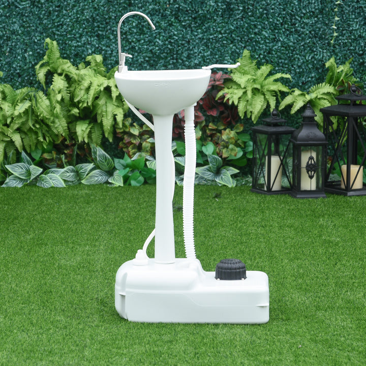 Pia ao ar livre portátil com tanque de água 17L Toalheiro Roda 51x33,5x103