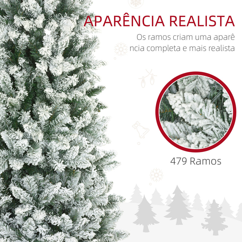 Árvore de Natal 180 cm Árvore de Natal Artificial Coberta de Neve com 479 Ramos e Suporte de Metal Árvore Natalícia para Sala Interior Verde