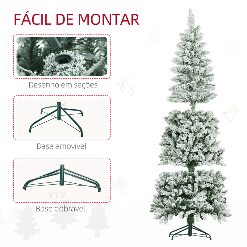 Árvore de Natal 180 cm Árvore de Natal Artificial Coberta de Neve com 479 Ramos e Suporte de Metal Árvore Natalícia para Sala Interior Verde